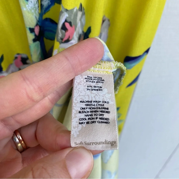 Soft Surroundings Maise Yellow Floral Smocked Maxi Dress SZ M Squire Neck Boho - Picture 11 of 13